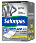 LIDOCAINE 4% Pain Relieving Gel-Patch, 15 Patches