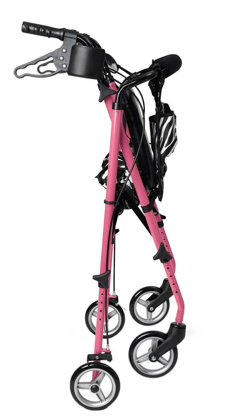Medline Posh Rollator with 6" Wheels, Pink with Zebra Print Bag, 1 EA #MDS86835SHE
