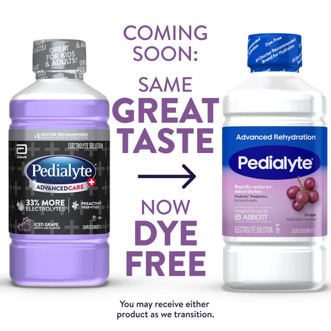 Oral Electrolyte Solution Pedialyte® AdvancedCare™ Plus Iced Grape Flavor 33.8 oz. #66855