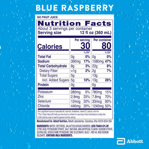 Oral Electrolyte Solution Pedialyte® AdvancedCare™ Blue Raspberry Flavor 33.8 oz. #63059