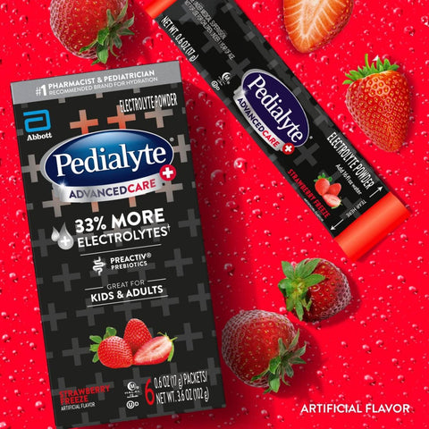 Oral Electrolyte Solution Pedialyte® AdvancedCare™ Plus Strawberry Freeze Flavor 0.6 oz. #66972