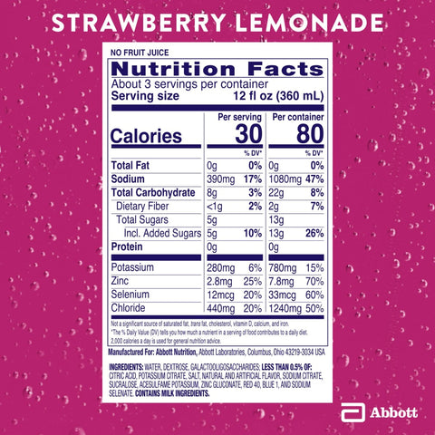 Oral Electrolyte Solution Pedialyte® AdvancedCare™ Strawberry Lemonade Flavor 33.8 oz. #64301