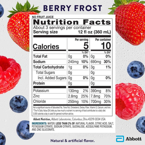 Oral Electrolyte Solution Pedialyte® Zero Sugar Berry Frost Flavor 33.8 oz. #67966