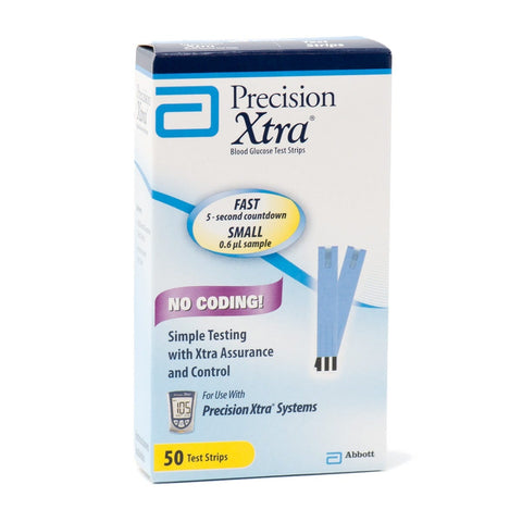 Blood Glucose Test Strips Precision Xtra® 50 Strips per Pack For Precision Xtra® Systems #9972865