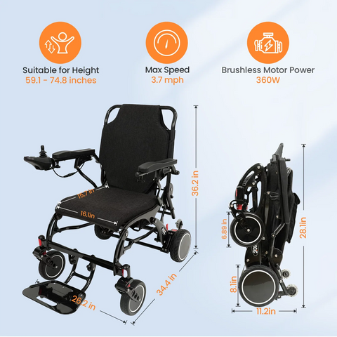 Carbon Foldable Power Wheelchair 12AH #V81