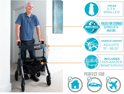 Stander Wonder Rollator #4360-BW, 1 EACH