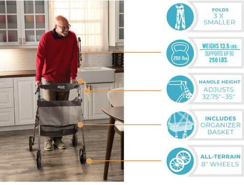 Stander Wonder Rollator #4395-BW, 1 EACH