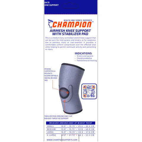 AIRMESH KNEE SUPPORT W/PAD #0475