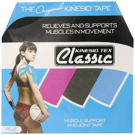 Kinesiology Tape Kinesio® Tex Classic Water Resistant Cotton 2 Inch X 34 Yard Blue NonSterile