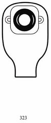 Ostomy Pouch Karaya 5 One-Piece System 9 Inch Length, Mini 1-1/2 Inch Stoma Drainable Convex, Pre-Cut