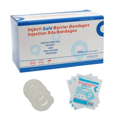 Adhesive Barrier Strip Inject-Safe™ 1-3/8 Inch Diameter Film / Foam Round White Sterile