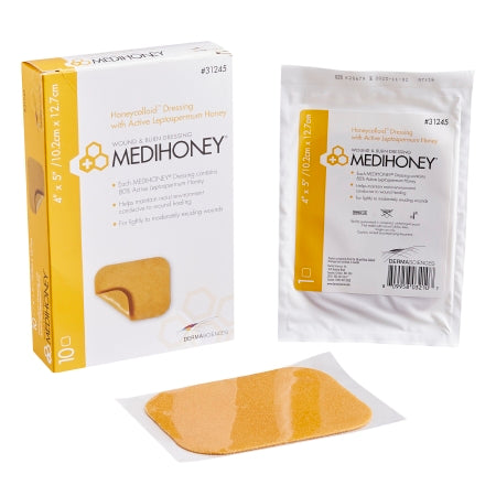 Honeycolloid Dressing MEDIHONEY® Honeycolloid™ 4 X 5 Inch Rectangle Sterile