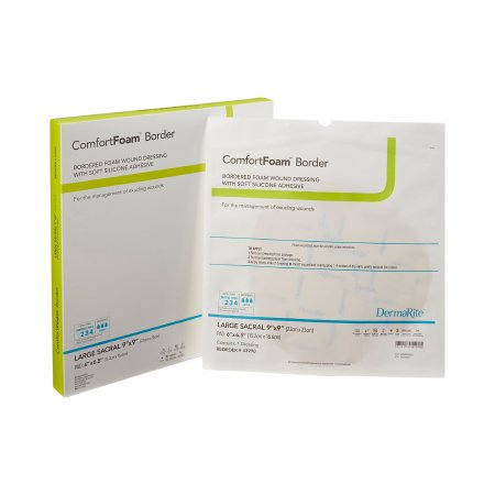 Silicone Foam Dressing ComfortFoam™ Border 9 X 9 Inch Sacral Silicone Adhesive with Border Sterile