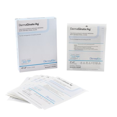 Silver Alginate Dressing DermaGinate/ Ag™ 4 X 5 Inch Rectangle Sterile Silver Alginate Dressing DermaGinate/ Ag™ 4 X 5 Inch Rectangle Sterile
