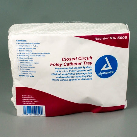 Closed Circuit Catheter Tray Dynarex® Foley 14 Fr. 5 cc Balloon