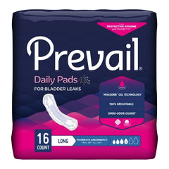 Bladder Control Pad Prevail® Daily Pads 11 Inch Length Moderate Absorbency Polymer Core One Size Fits Most Adult Female Disposable