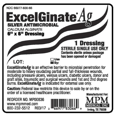 Silver Alginate Dressing ExcelGinate® AG 6 X 6 Inch Square Sterile