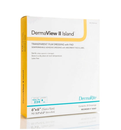 Transparent Film Dressing with Pad DermaView II™ Island Rectangle 3-1/2 X 10 Inch Frame Style Delivery With Label Sterile