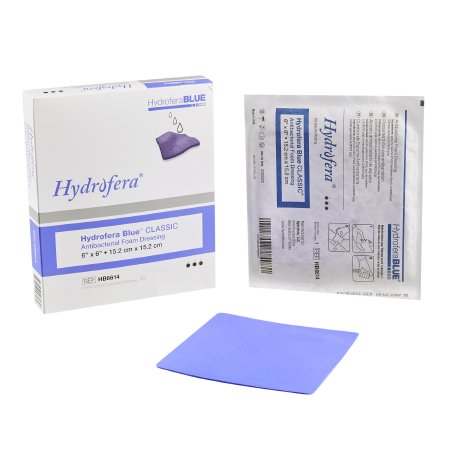Antibacterial Foam Dressing HydroferaBLUE® Classic 6 X 6 Inch Square Non-Adhesive without Border Sterile