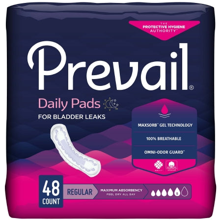Bladder Control Pad Prevail® Daily Pads 11 Inch Length Heavy Absorbency Polymer Core One Size Fits Most Adult Female Disposable