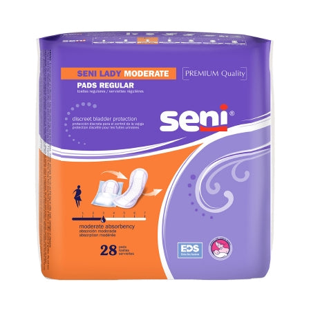 Bladder Control Pad Seni® Lady Moderate 10 Inch Length Light Absorbency One Size Fits Most Adult Female Disposable