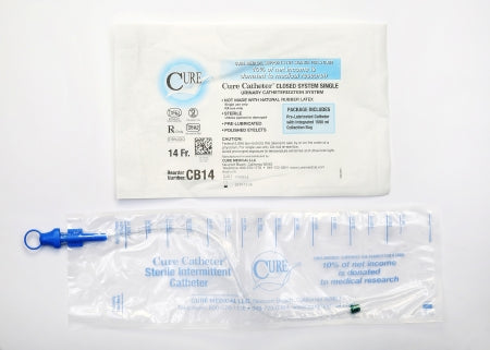 Intermittent Catheter Tray Cure Catheter™ Closed System / Straight Tip 14 Fr. Without Balloon