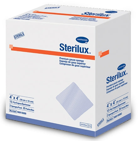 Gauze Sponge Sterilux® Cotton 12-Ply 4 X 4 Inch Square Sterile