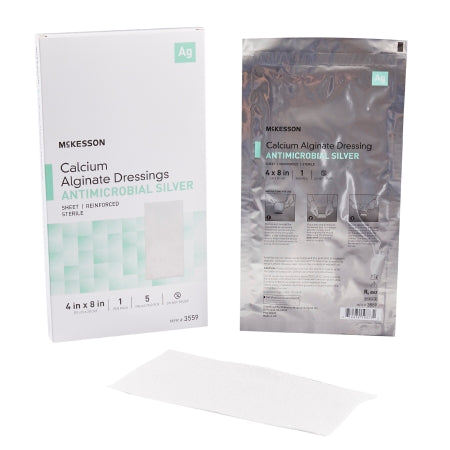 Silver Alginate Dressing 4 X 8 Inch Rectangle Sterile