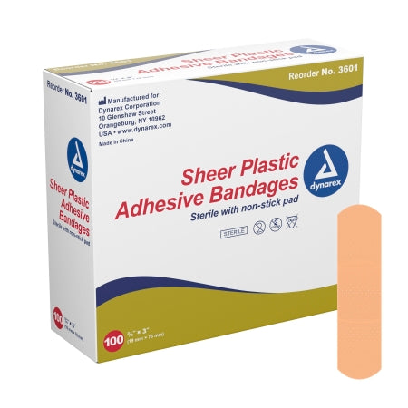 Adhesive Strip Dynarex® 3/4 X 3 Inch Plastic Rectangle Tan Sterile