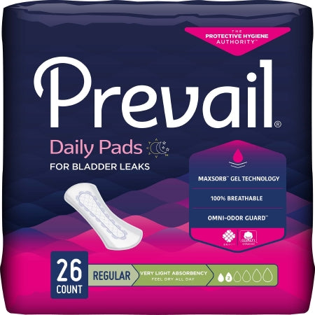 Bladder Control Pad Prevail® Daily Liner 7-1/2 Inch Length Light Absorbency Polymer Core Small Adult Female Disposable