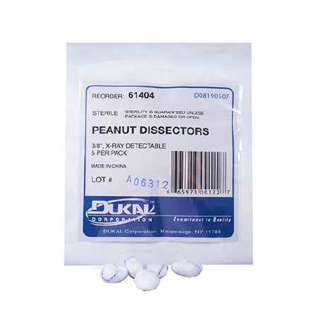 Surgical Peanut Sponge X-Ray Detectable Cotton 3/8 Inch Diameter 5 Count Pack Sterile
