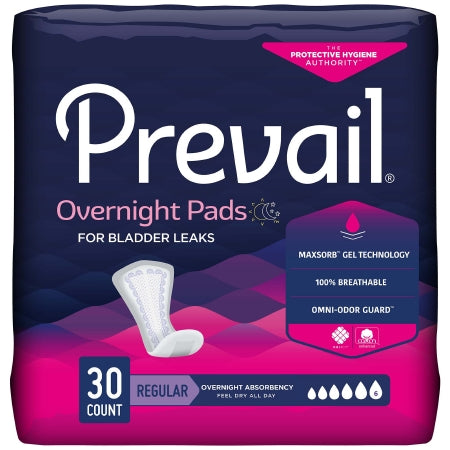 Bladder Control Pad Prevail® Daily Pads Overnight 16 Inch Length Heavy Absorbency Polymer Core One Size Fits Most Adult Female Disposable