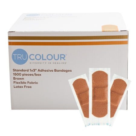 Adhesive Strip Tru-Colour® 1 X 3 Inch Fabric Rectangle Brown Sterile