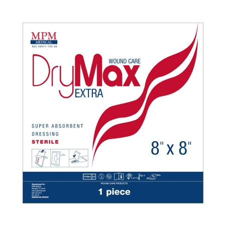 Super Absorbent Dressing DryMax Extra 8 X 8 Inch Polypropylene / Sodium Polyacrylate / Cellulose Pulp / Polyolefine Square Sterile