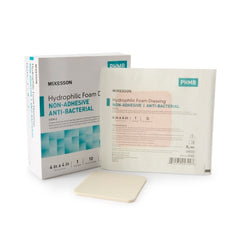 Antibacterial Foam Dressing 4 X 4 Inch Square Non-Adhesive without Border Sterile