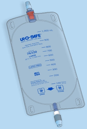 Urinary Leg Bag Uro-Safe® Anti-Reflux Valve Sterile 950 mL Vinyl