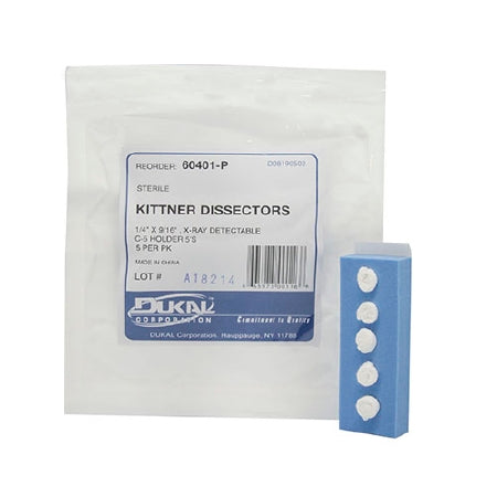 Surgical Kittner Sponge X-Ray Detectable Cotton 1/4 X 9/16 Inch 5 Count Foam Count Holder Sterile