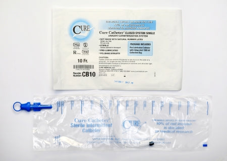 Intermittent Catheter Kit Cure Catheter™ Closed System / Straight Tip 10 Fr. Without Balloon