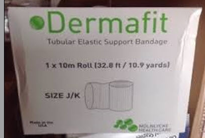 Elastic Tubular Support Bandage Dermafit 11 Yard Large Knee / Thigh Standard Compression Pull On Natural Size F NonSterile