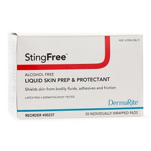 Sting-Free Liquid Skin Prep and Protectant Spray and Pads