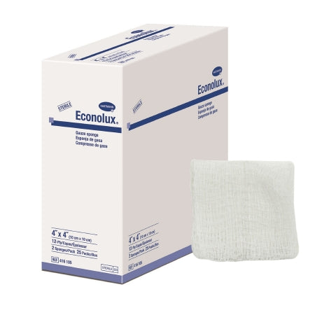 Gauze Sponge Econolux® Cotton 12-Ply 4 X 4 Inch Square Sterile