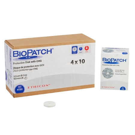 I.V. Dressing with CHG Biopatch® CHG (Chlorhexidine Gluconate) 1 Inch Disk With 4.0mm Center Hole Sterile