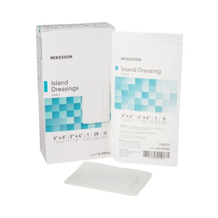 Adhesive Dressing Polypropylene / Rayon Rectangle White Sterile