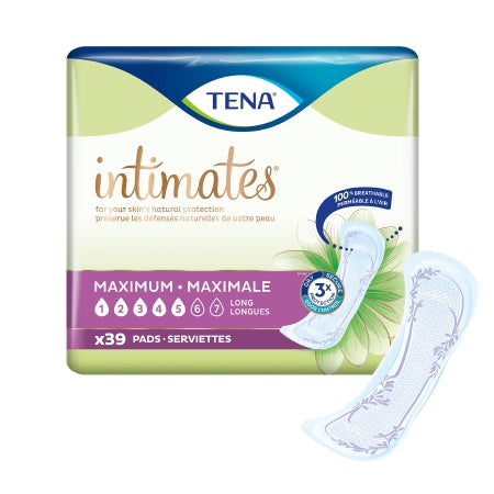 Bladder Control Pad TENA® Intimates™ Maximum Long 15 Inch Length Heavy Absorbency Dry-Fast Core™ One Size Fits Most Adult Female Disposable