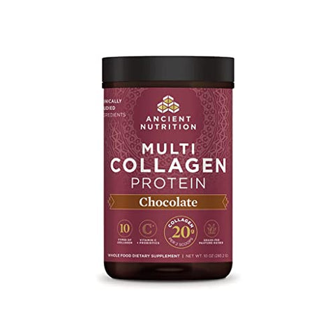 Collagen Powder Protein with Vitamin C and Probiotics by Ancient Nutrition, Multi Collagen Protein, Unflavored, 24 Servings, Hydrolyzed Collagen Peptides Supports Skin and Nails, Gut Health, 8.6oz