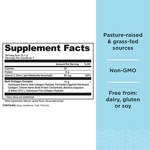 Collagen Powder Protein with Vitamin C and Probiotics by Ancient Nutrition, Multi Collagen Protein, Unflavored, 24 Servings, Hydrolyzed Collagen Peptides Supports Skin and Nails, Gut Health, 8.6oz