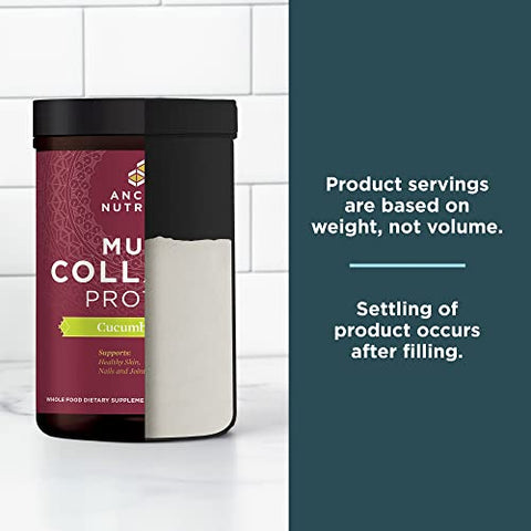 Collagen Powder Protein with Vitamin C and Probiotics by Ancient Nutrition, Multi Collagen Protein, Unflavored, 24 Servings, Hydrolyzed Collagen Peptides Supports Skin and Nails, Gut Health, 8.6oz
