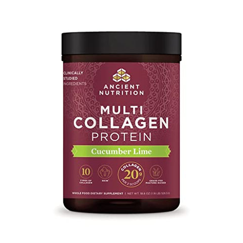 Collagen Powder Protein with Vitamin C and Probiotics by Ancient Nutrition, Multi Collagen Protein, Unflavored, 24 Servings, Hydrolyzed Collagen Peptides Supports Skin and Nails, Gut Health, 8.6oz