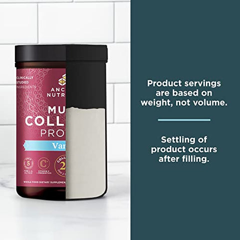 Collagen Powder Protein with Vitamin C and Probiotics by Ancient Nutrition, Multi Collagen Protein, Unflavored, 24 Servings, Hydrolyzed Collagen Peptides Supports Skin and Nails, Gut Health, 8.6oz