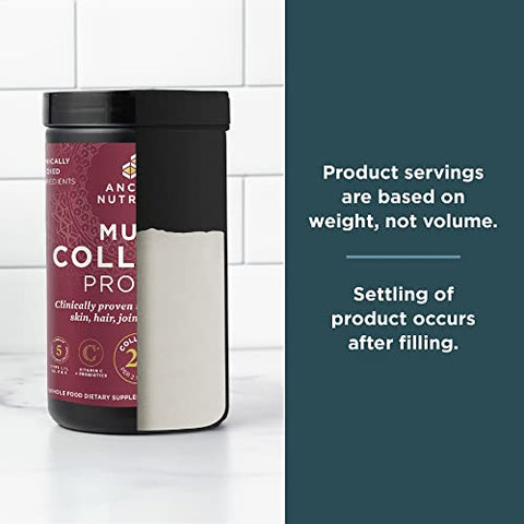 Collagen Powder Protein with Vitamin C and Probiotics by Ancient Nutrition, Multi Collagen Protein, Unflavored, 24 Servings, Hydrolyzed Collagen Peptides Supports Skin and Nails, Gut Health, 8.6oz